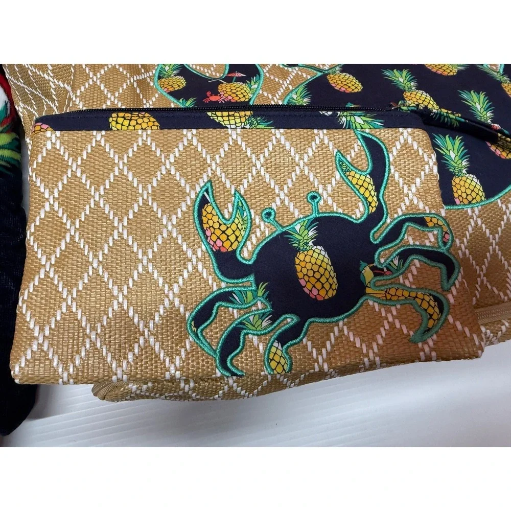 VERA BRADLEY TOUCAN PARTY TOTE, BEACH TOWEL & WRISTLET/ WALLET BEACH BAG SET - Picture 8 of 16